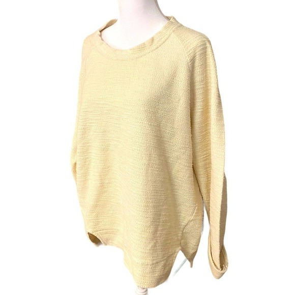 Anthro Pullover Sweatshirt Crew Neck Ivory Pale Yellow Ivory Size M - Picture 6 of 13